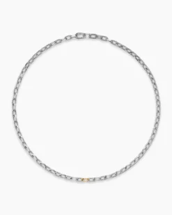 DY Madison® Chain Necklace Sterling Silver with 18K Yellow Gold, 6mm
