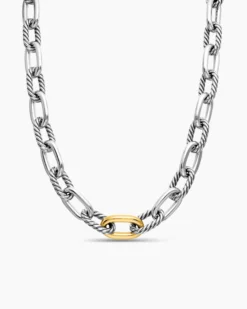 DY Madison® Chain Necklace Sterling Silver with 18K Yellow Gold, 13.5mm