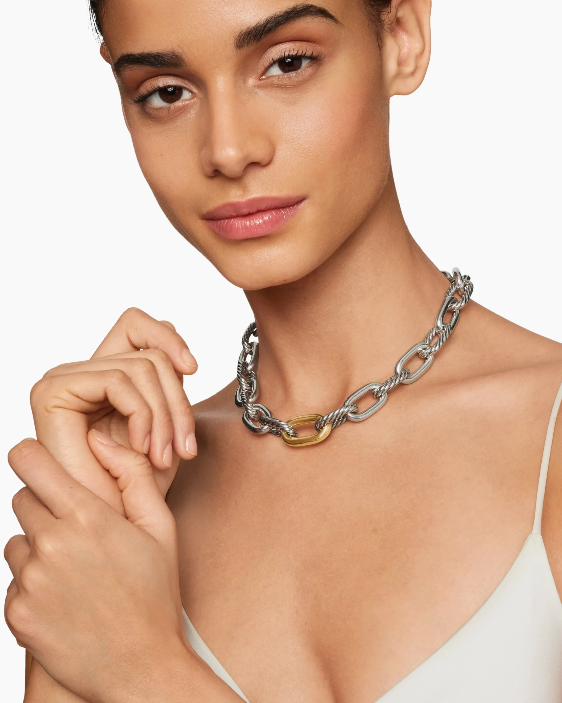 DY Madison® Chain Necklace Sterling Silver with 18K Yellow Gold, 13.5mm