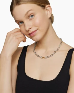 DY Madison® Chain Necklace Sterling Silver with 18K Yellow Gold, 8.5mm