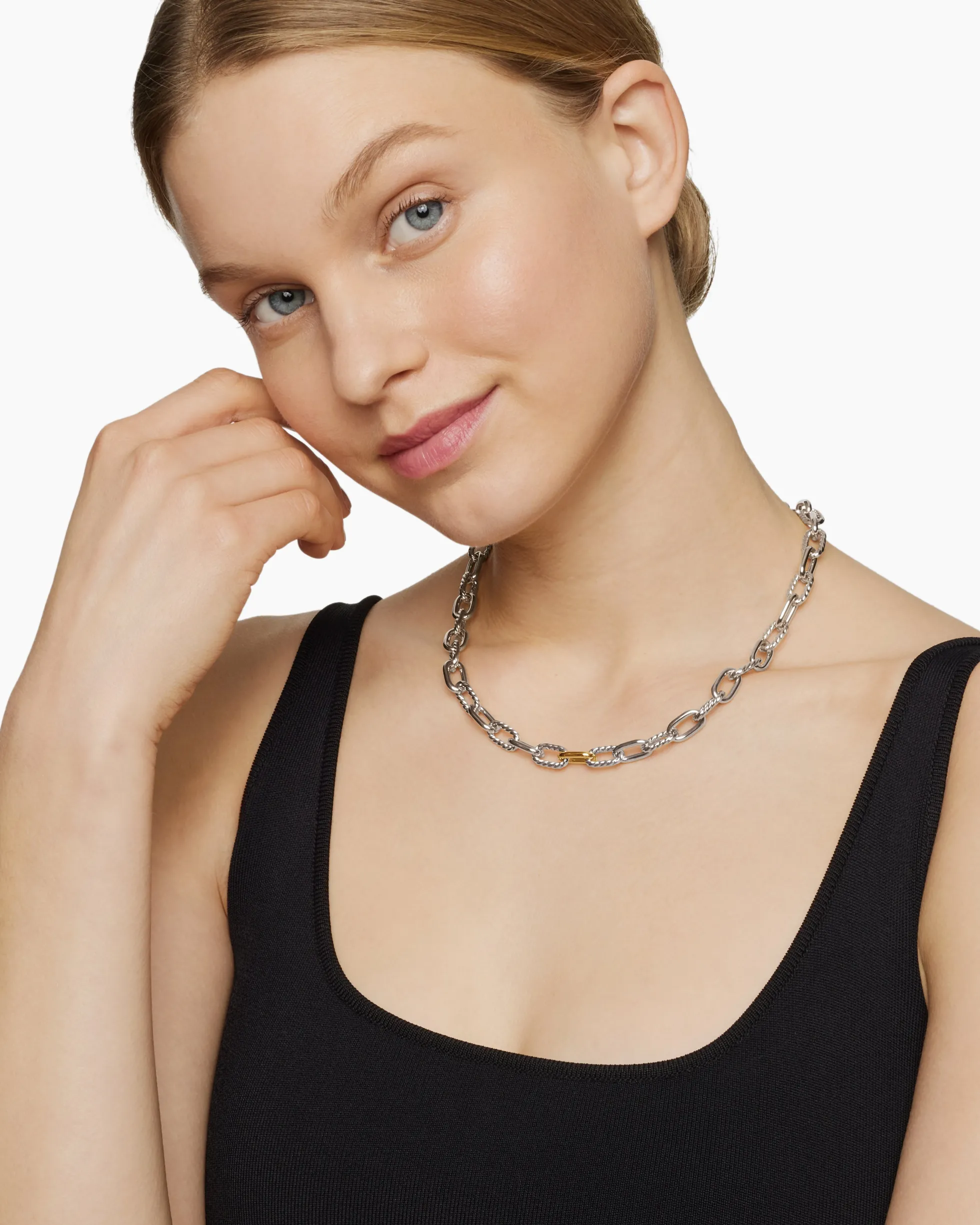 DY Madison® Chain Necklace Sterling Silver with 18K Yellow Gold, 8.5mm