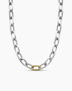DY Madison® Chain Necklace Sterling Silver with 18K Yellow Gold, 11mm