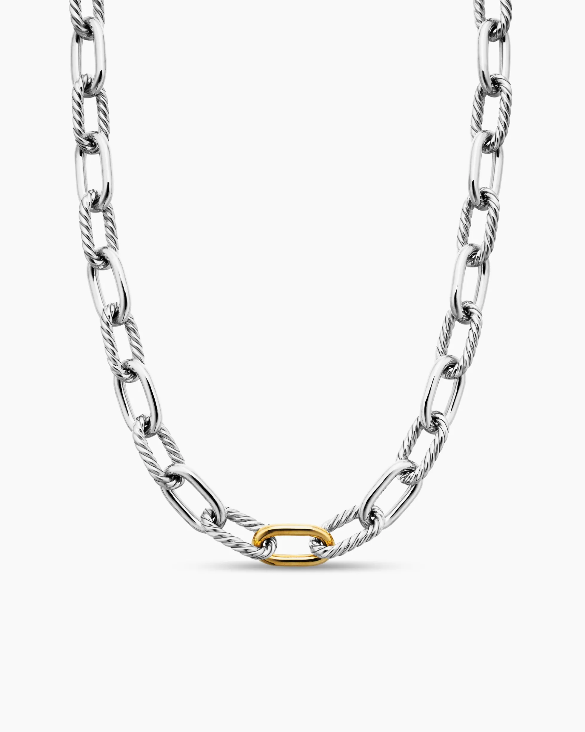 DY Madison® Chain Necklace Sterling Silver with 18K Yellow Gold, 11mm