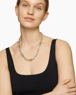 DY Madison® Chain Necklace Sterling Silver with 18K Yellow Gold, 11mm