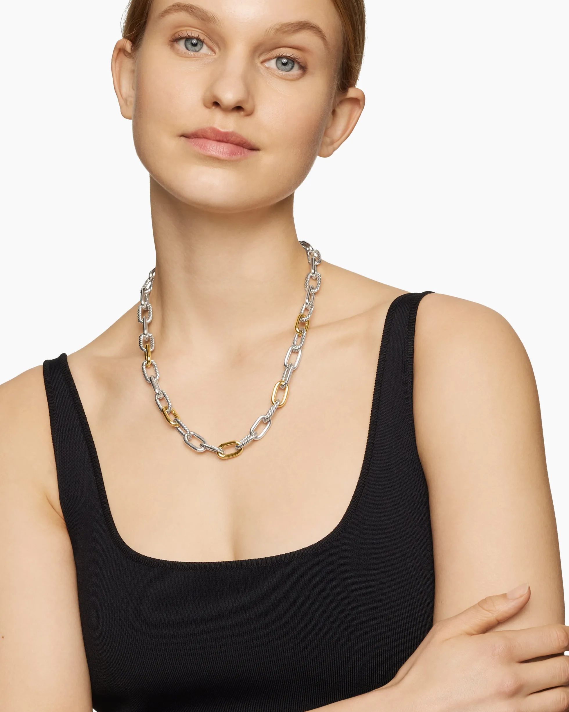 DY Madison® Chain Necklace Sterling Silver with 18K Yellow Gold, 11mm