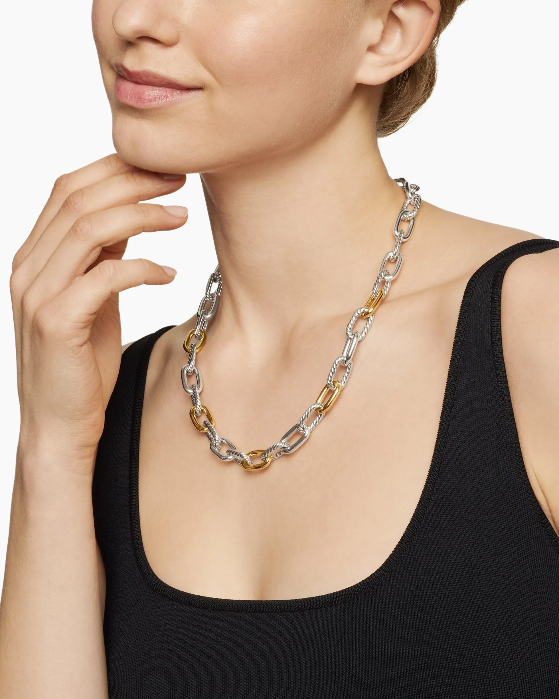 DY Madison® Chain Necklace Sterling Silver with 18K Yellow Gold, 11mm