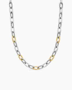 DY Madison® Chain Necklace Sterling Silver with 18K Yellow Gold, 11mm