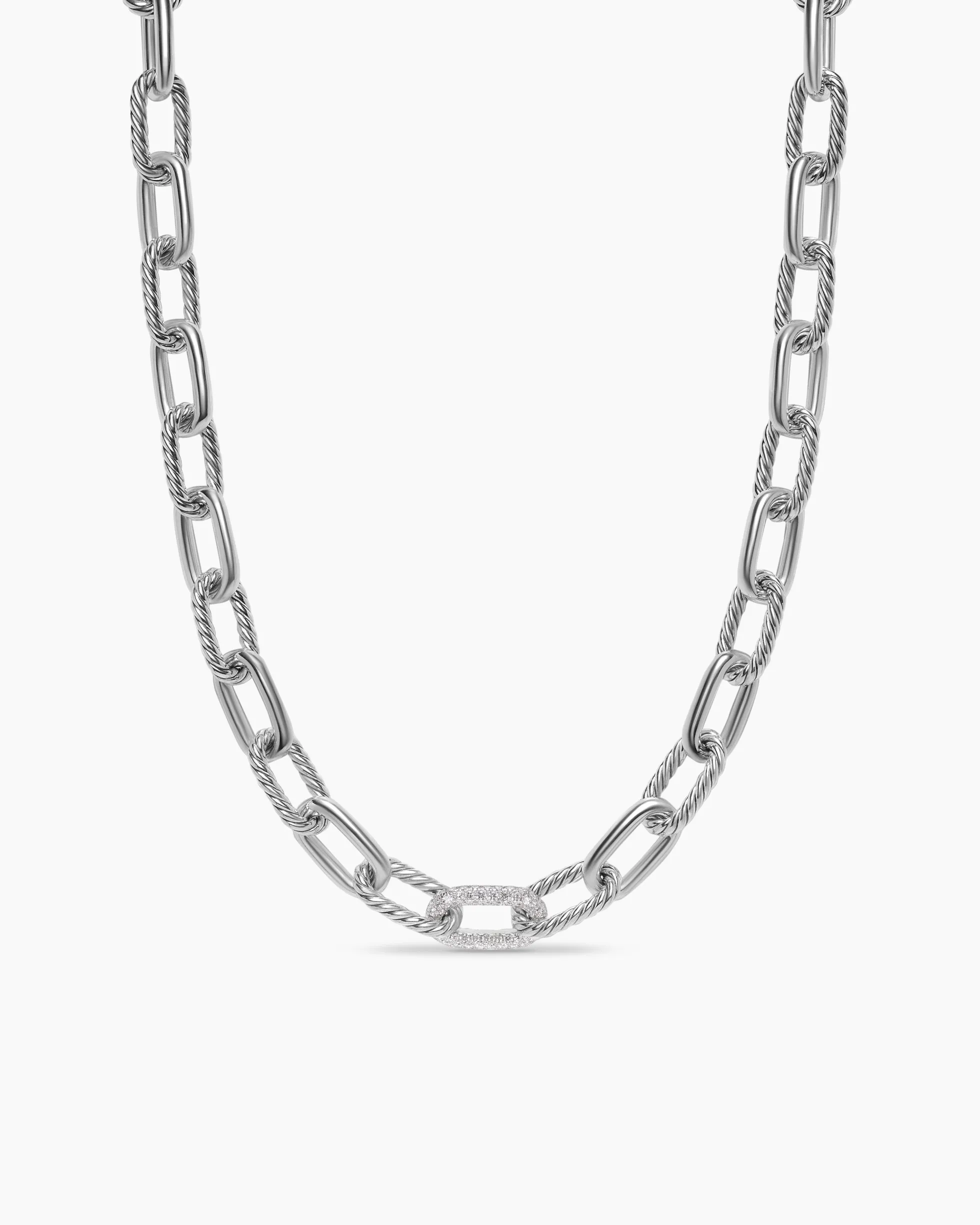 DY Madison® Chain Necklace Sterling Silver with Diamonds, 11mm