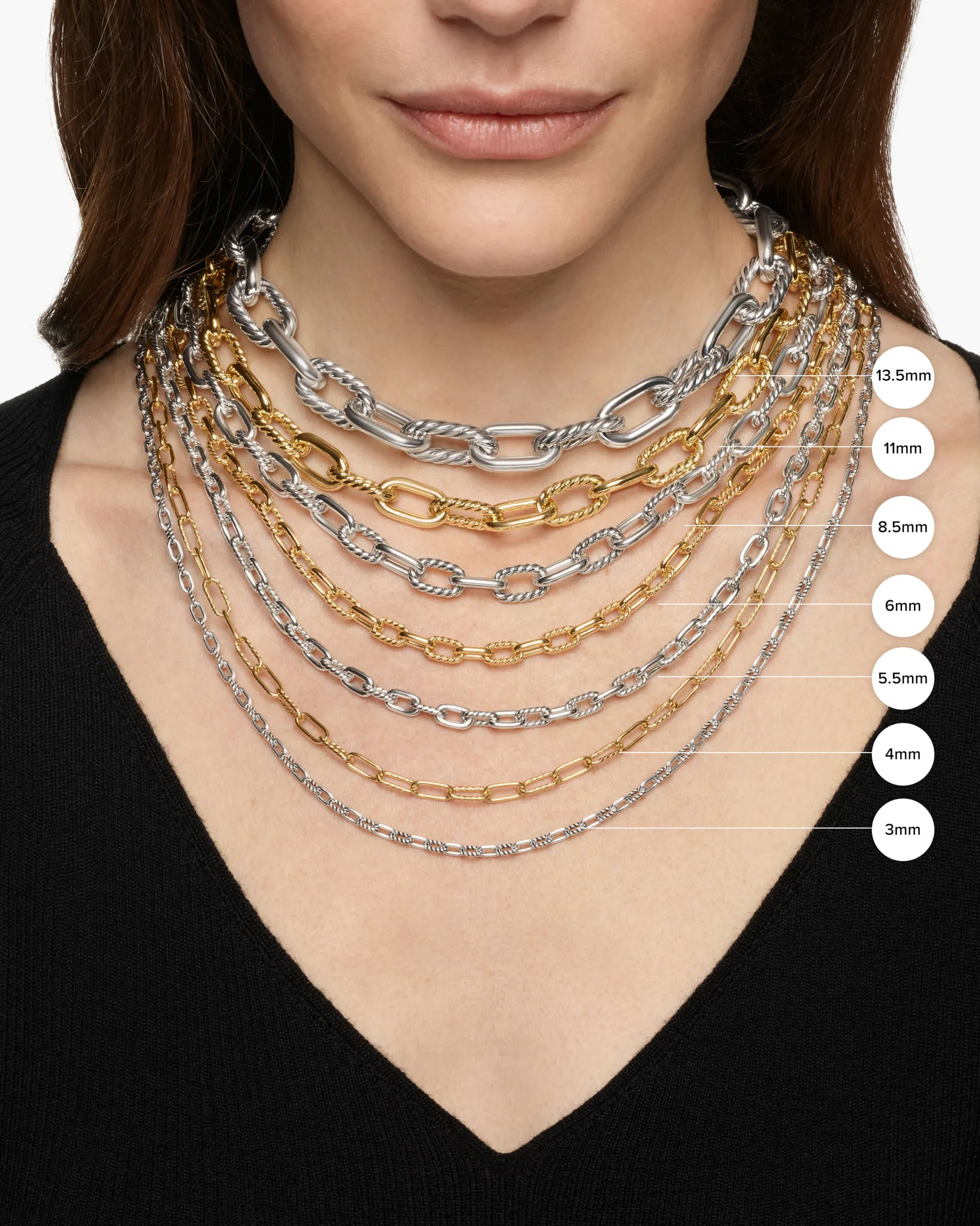 DY Madison® Chain Necklace Sterling Silver with 18K Yellow Gold, 5.5mm