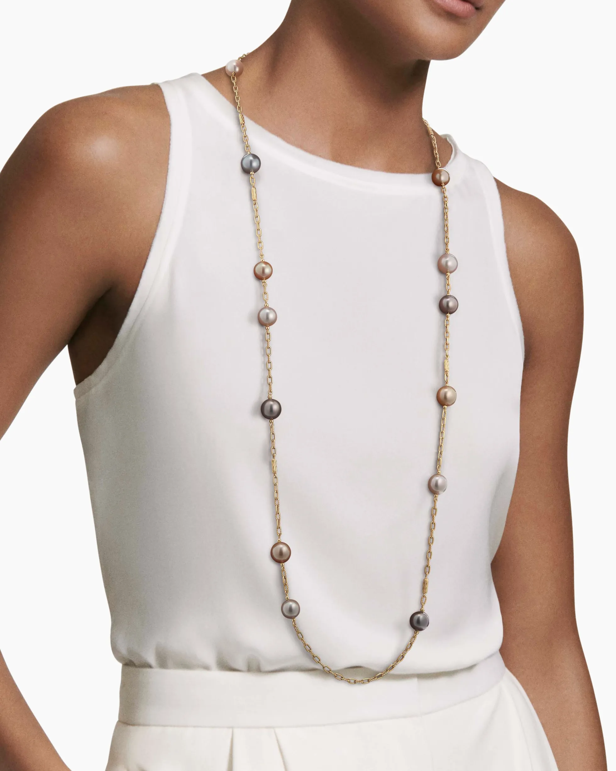 DY Madison® Color Pearl Necklace 18K Yellow Gold with Pearls, 6.2mm