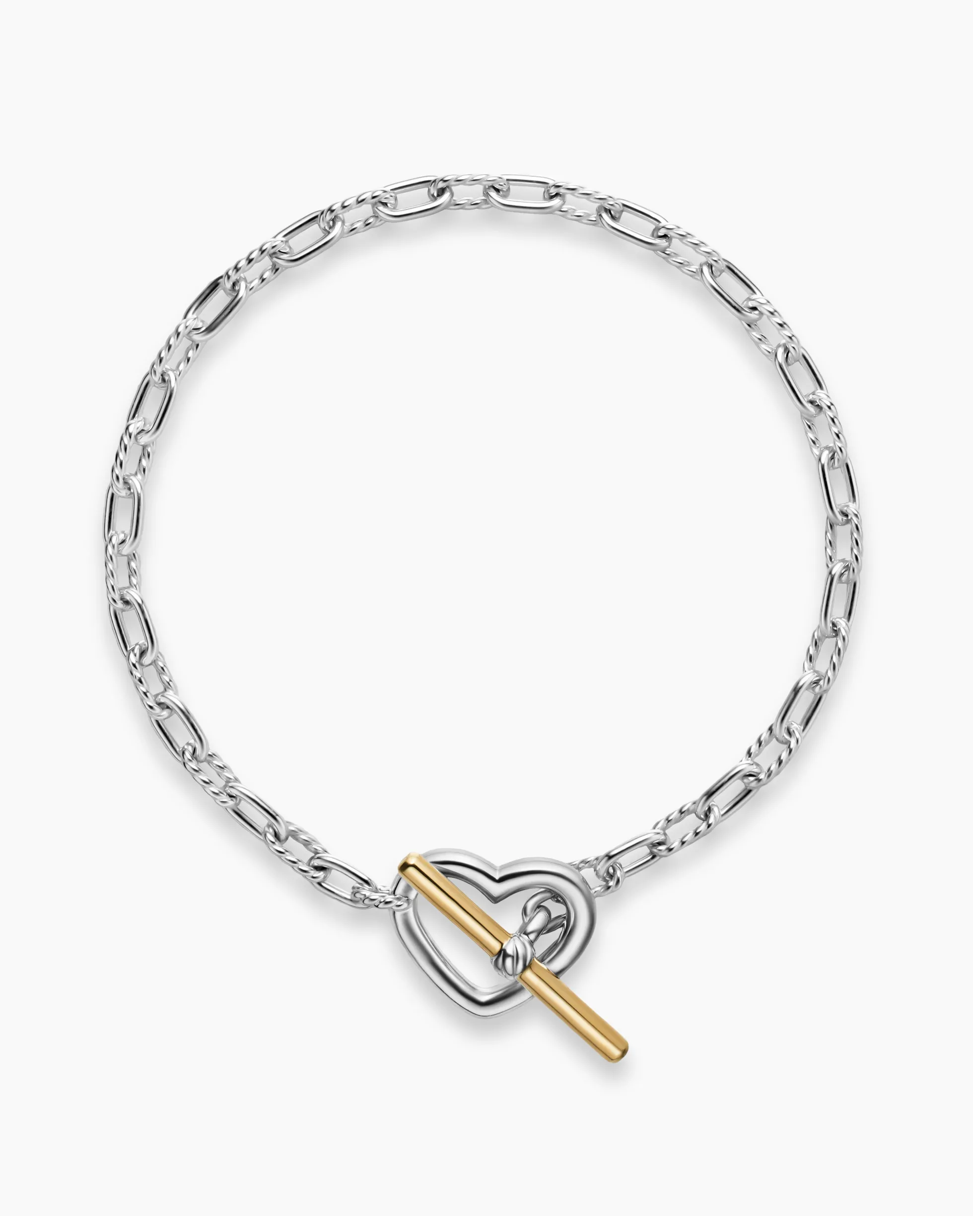 DY Madison® Heart Toggle Chain Bracelet Sterling Silver with 18K Yellow Gold, 3mm