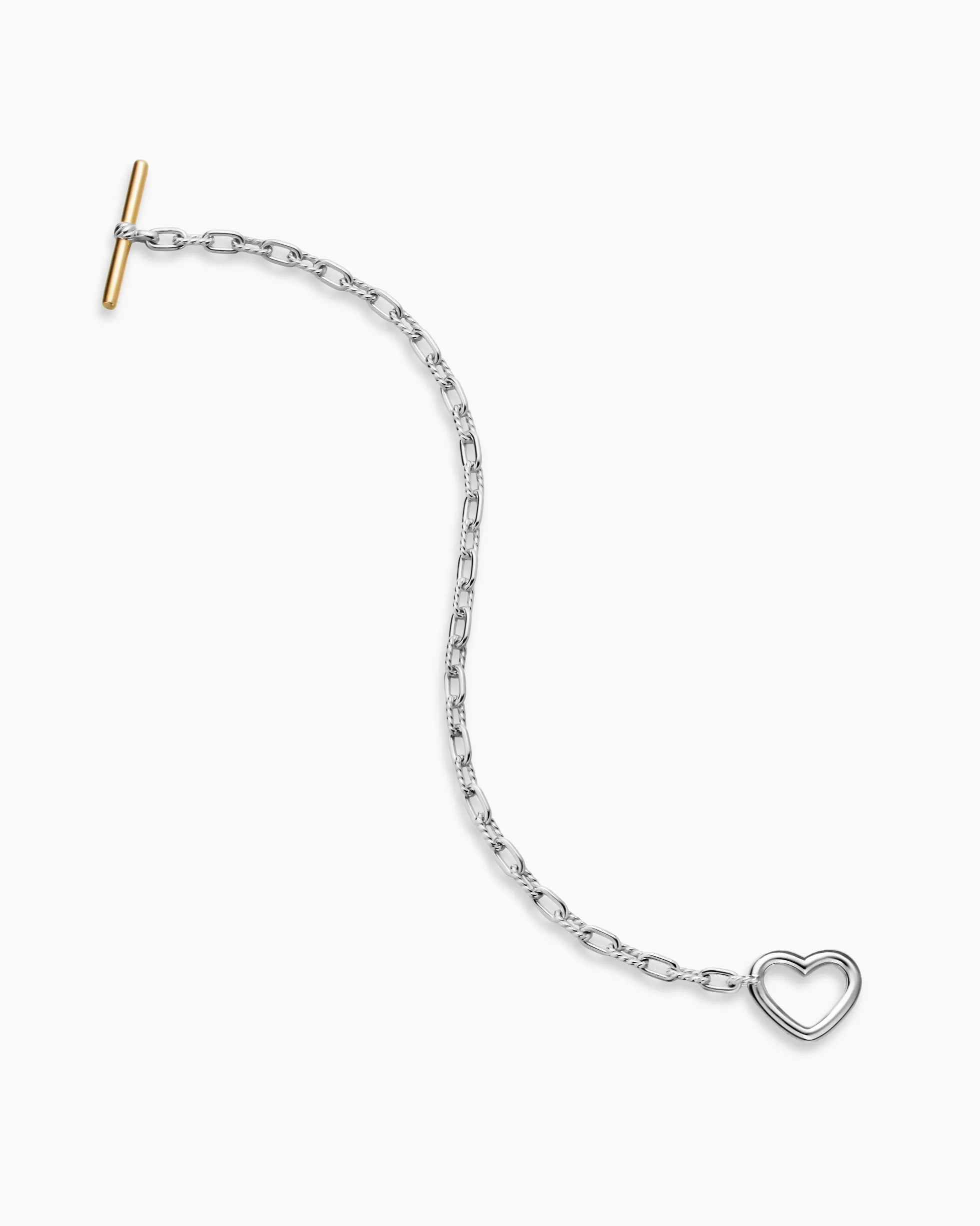 DY Madison® Heart Toggle Chain Bracelet Sterling Silver with 18K Yellow Gold, 3mm