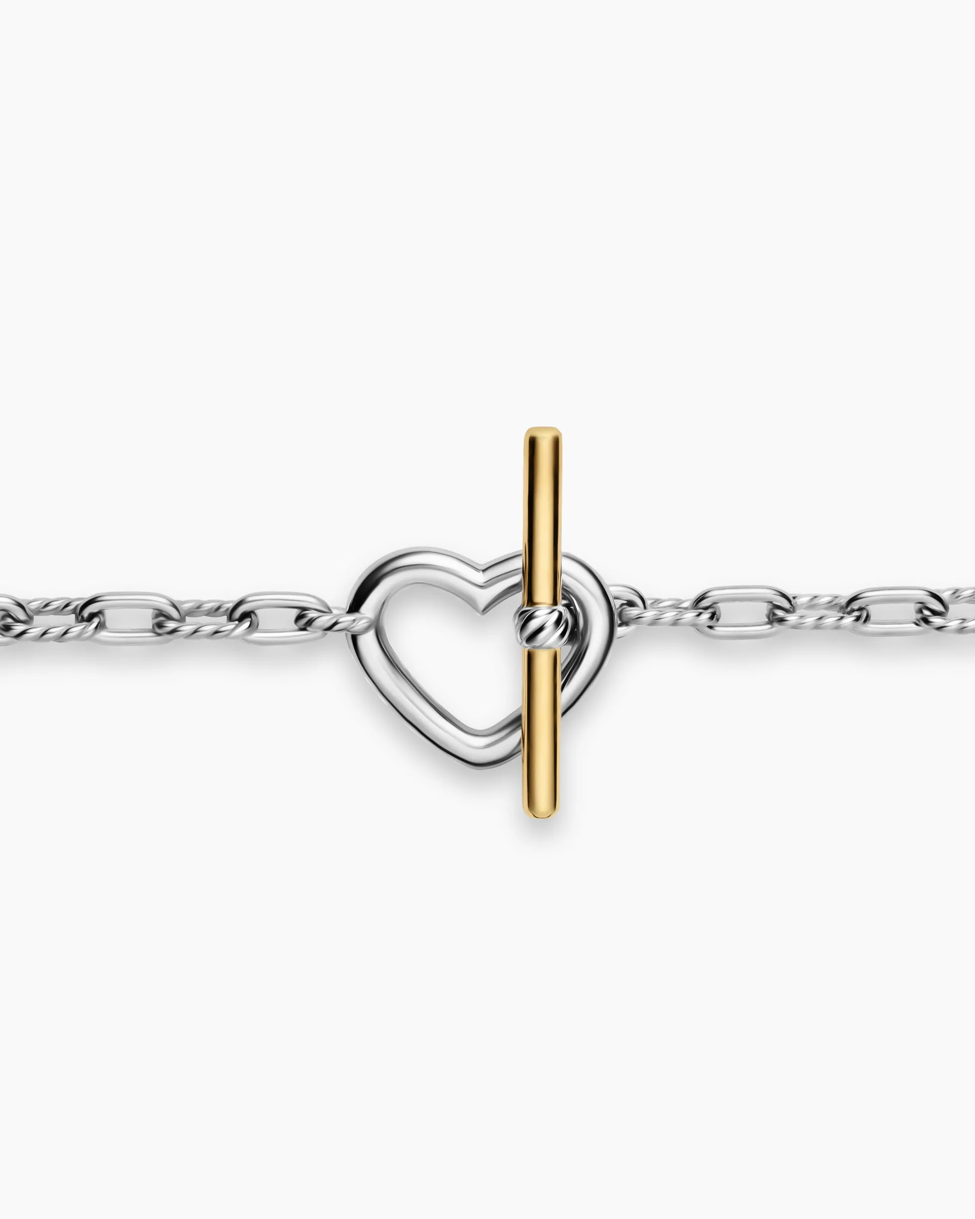 DY Madison® Heart Toggle Chain Bracelet Sterling Silver with 18K Yellow Gold, 3mm