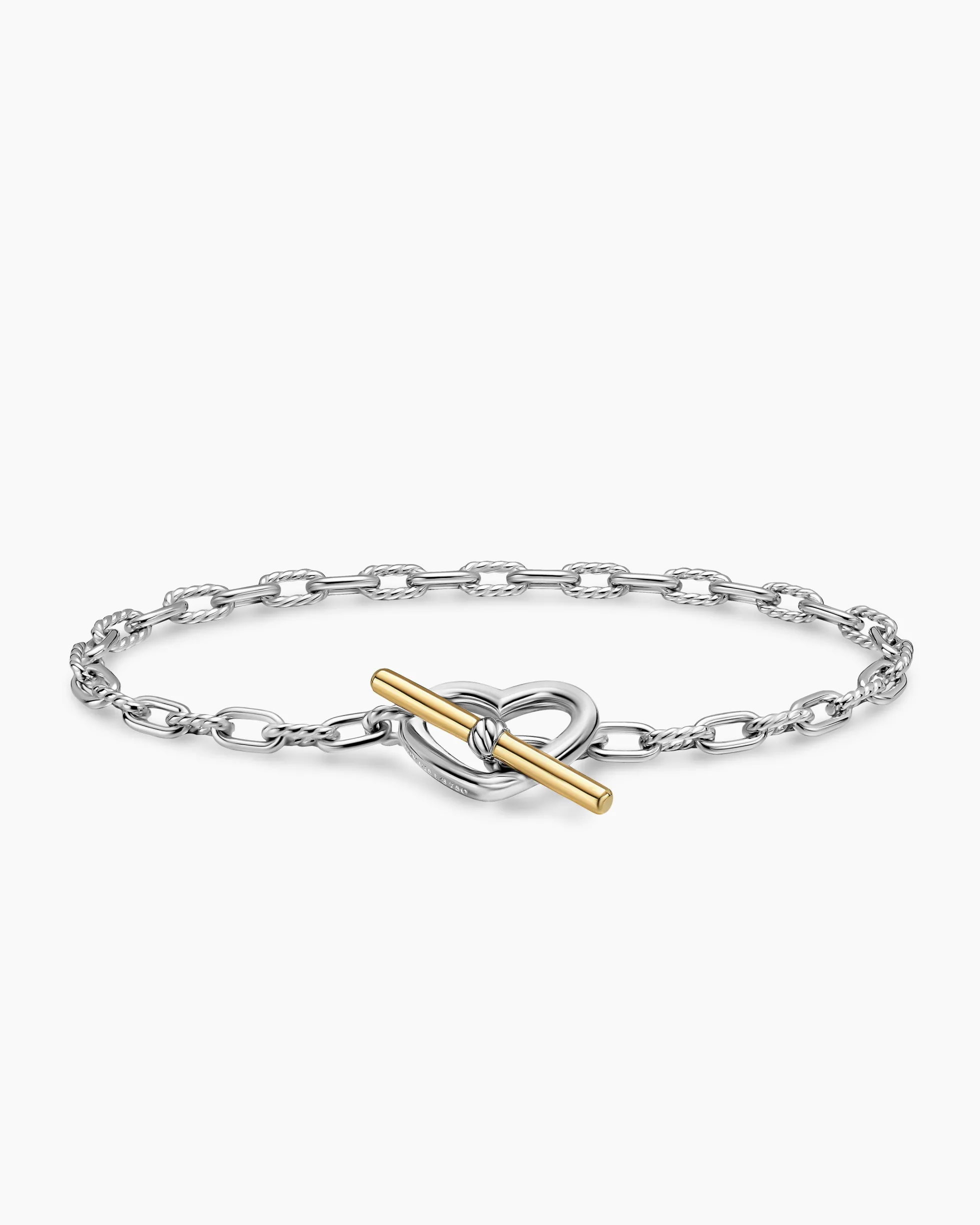 DY Madison® Heart Toggle Chain Bracelet Sterling Silver with 18K Yellow Gold, 3mm