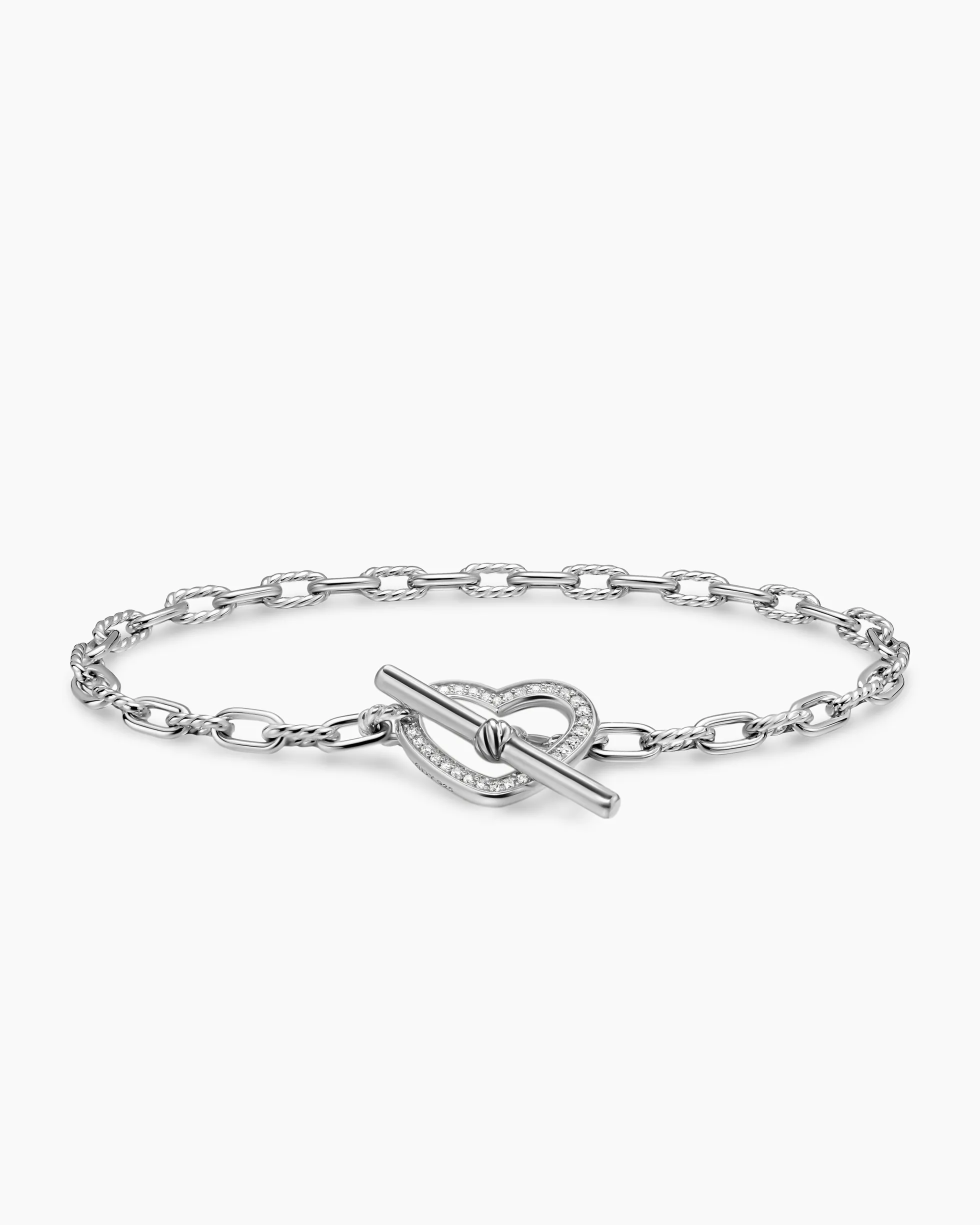 DY Madison® Heart Toggle Chain Bracelet Sterling Silver with Diamonds, 3mm