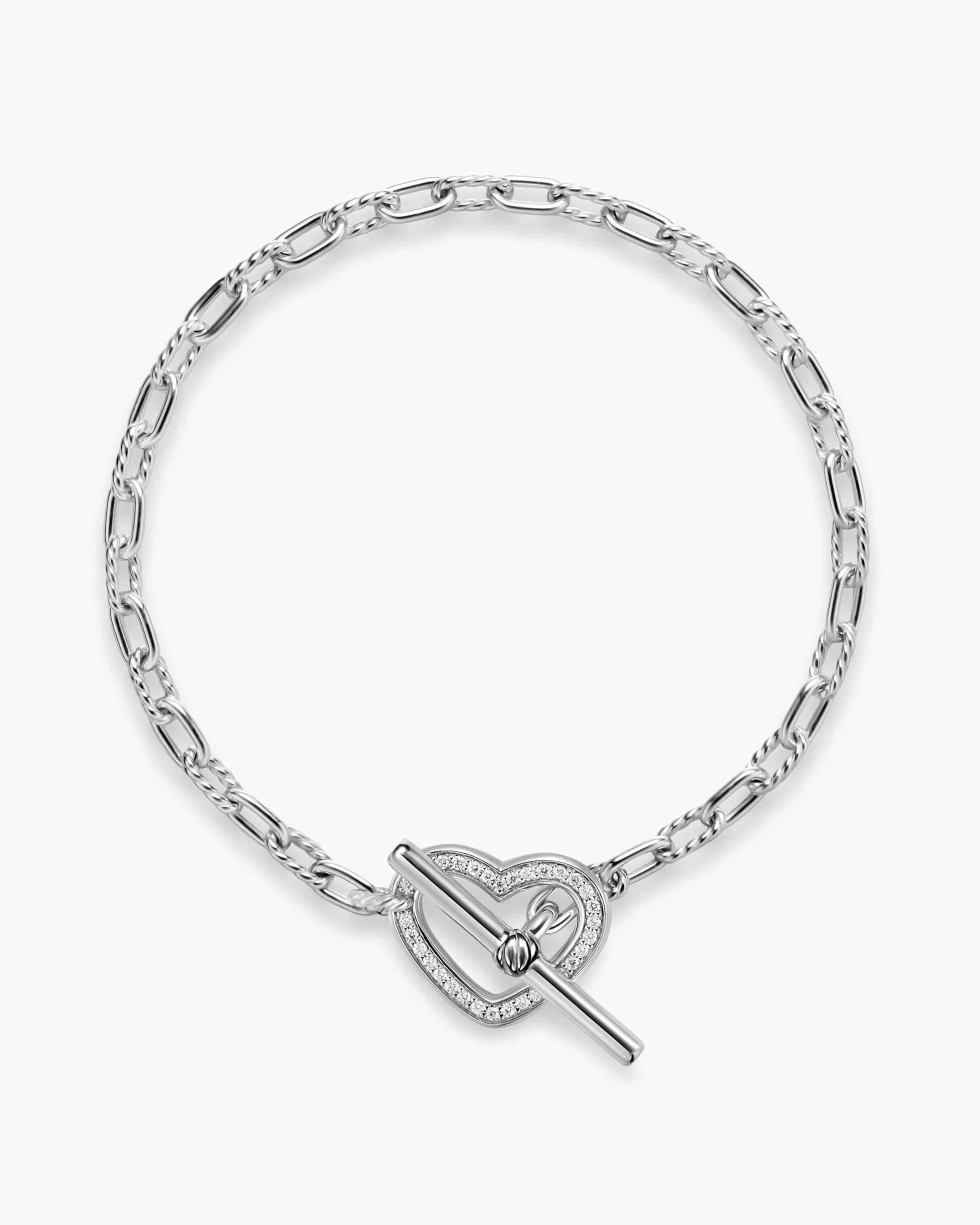 DY Madison® Heart Toggle Chain Bracelet Sterling Silver with Diamonds, 3mm