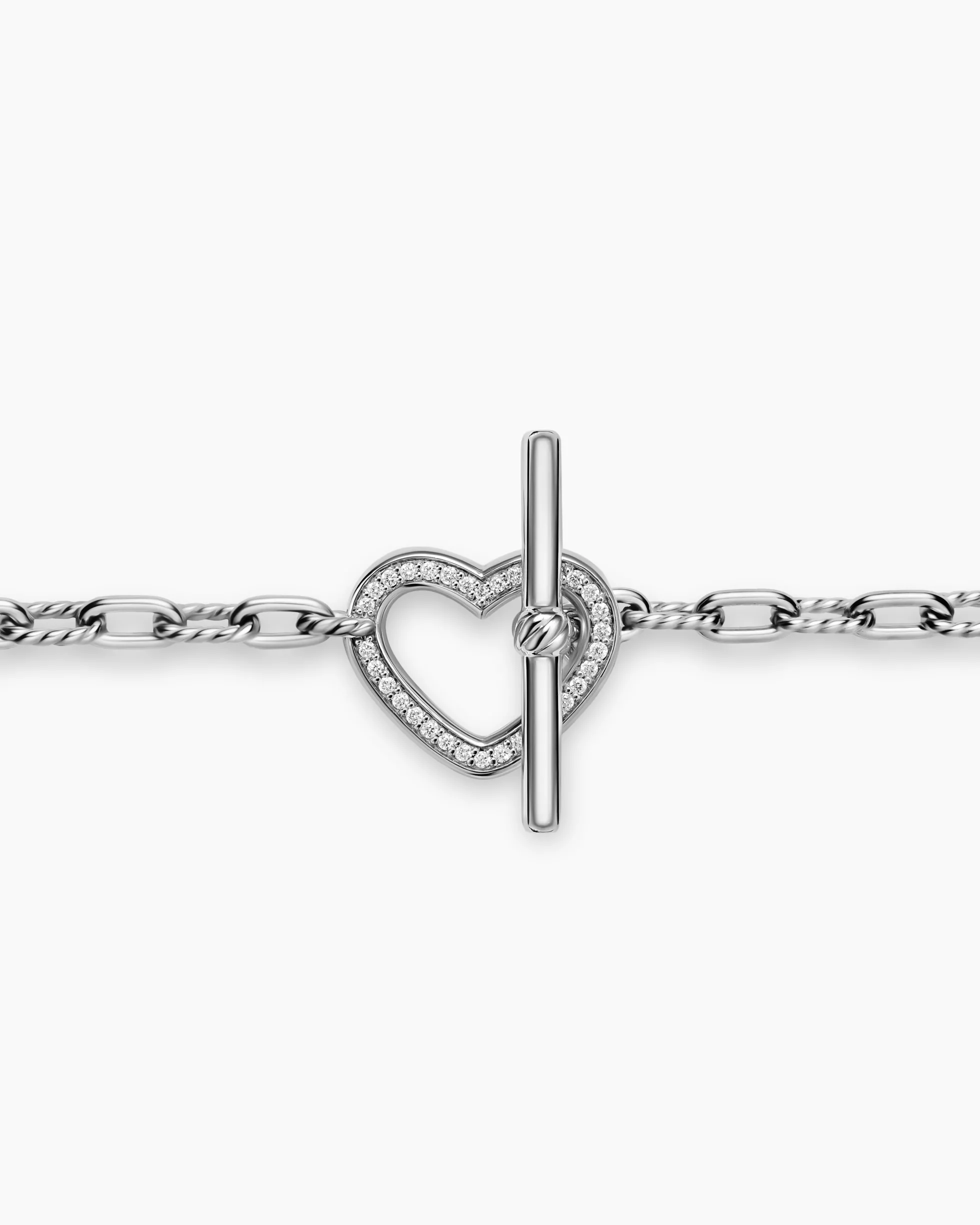 DY Madison® Heart Toggle Chain Bracelet Sterling Silver with Diamonds, 3mm