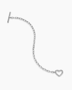 DY Madison® Heart Toggle Chain Bracelet Sterling Silver with Diamonds, 3mm