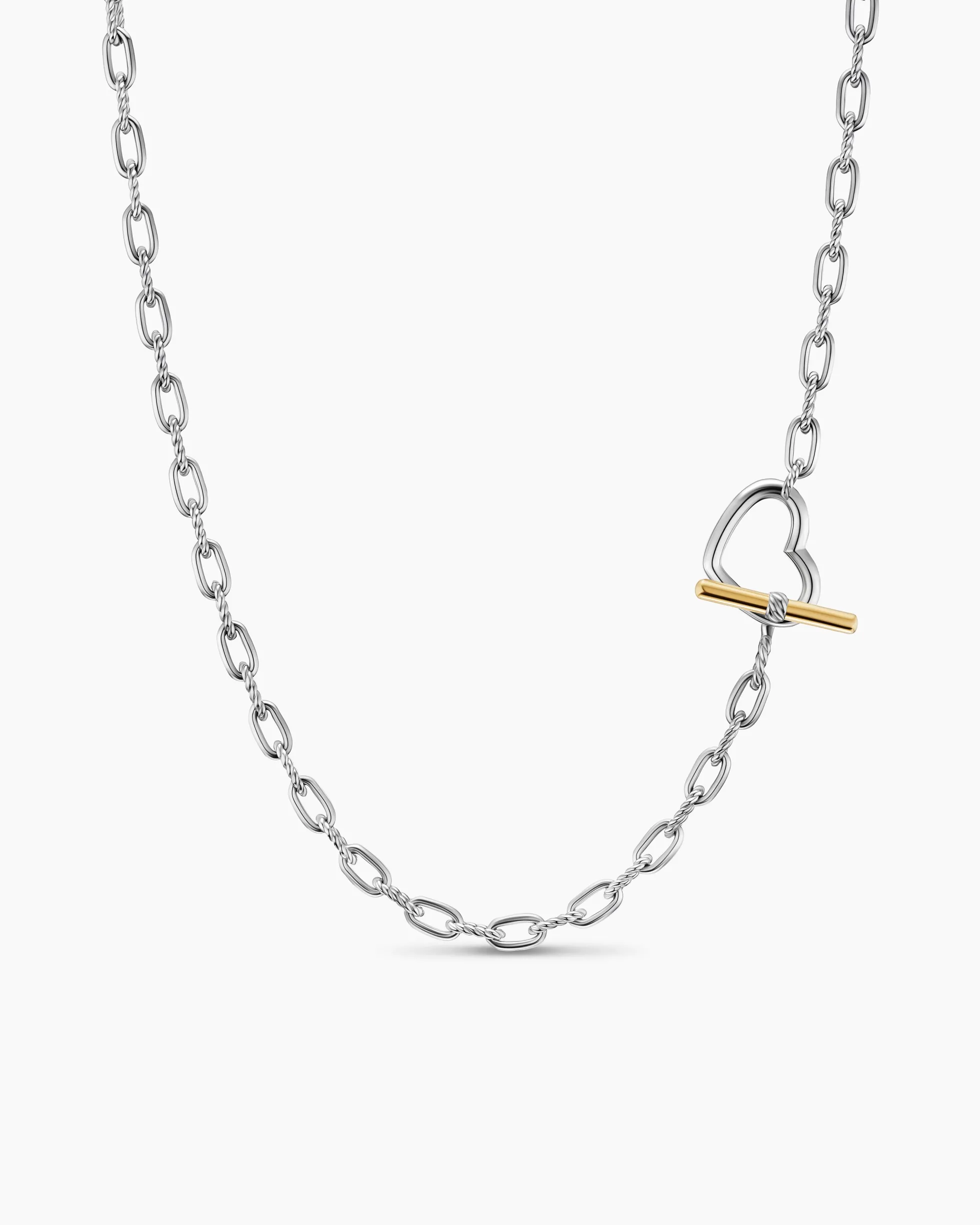 DY Madison® Heart Toggle Chain Necklace Sterling Silver with 18K Yellow Gold, 3mm