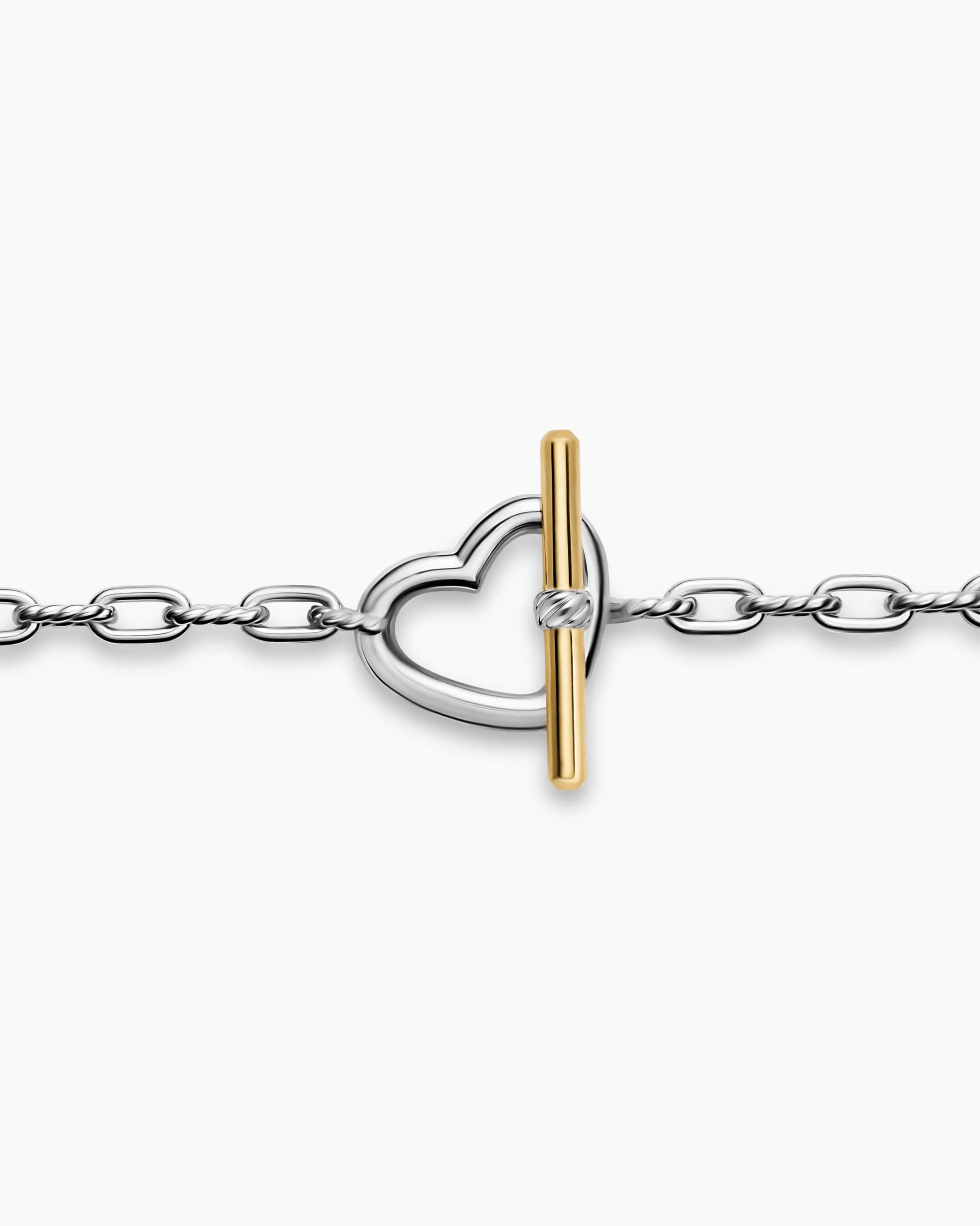 DY Madison® Heart Toggle Chain Necklace Sterling Silver with 18K Yellow Gold, 3mm