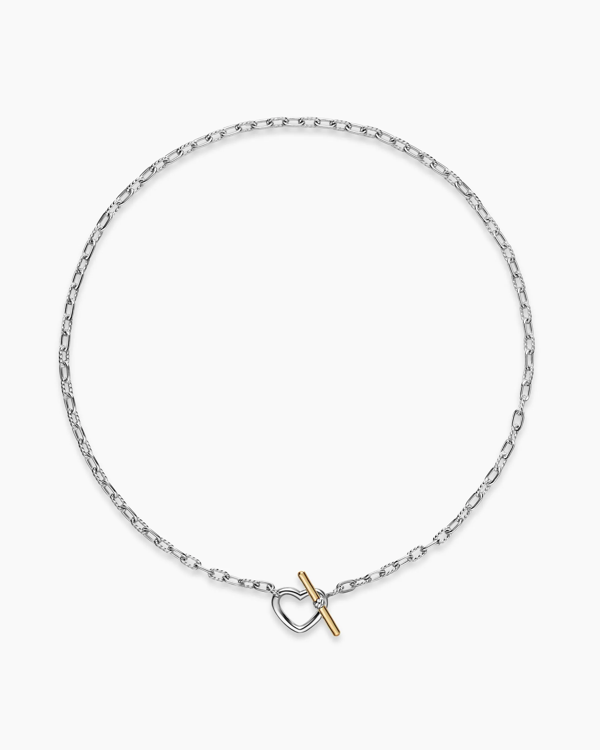 DY Madison® Heart Toggle Chain Necklace Sterling Silver with 18K Yellow Gold, 3mm