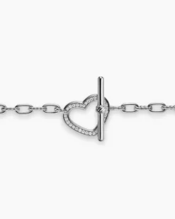 DY Madison® Heart Toggle Chain Necklace Sterling Silver with Diamonds, 3mm