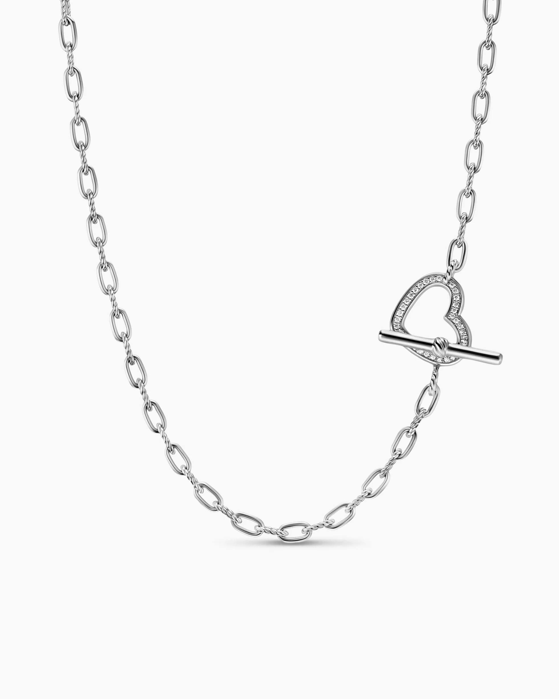 DY Madison® Heart Toggle Chain Necklace Sterling Silver with Diamonds, 3mm