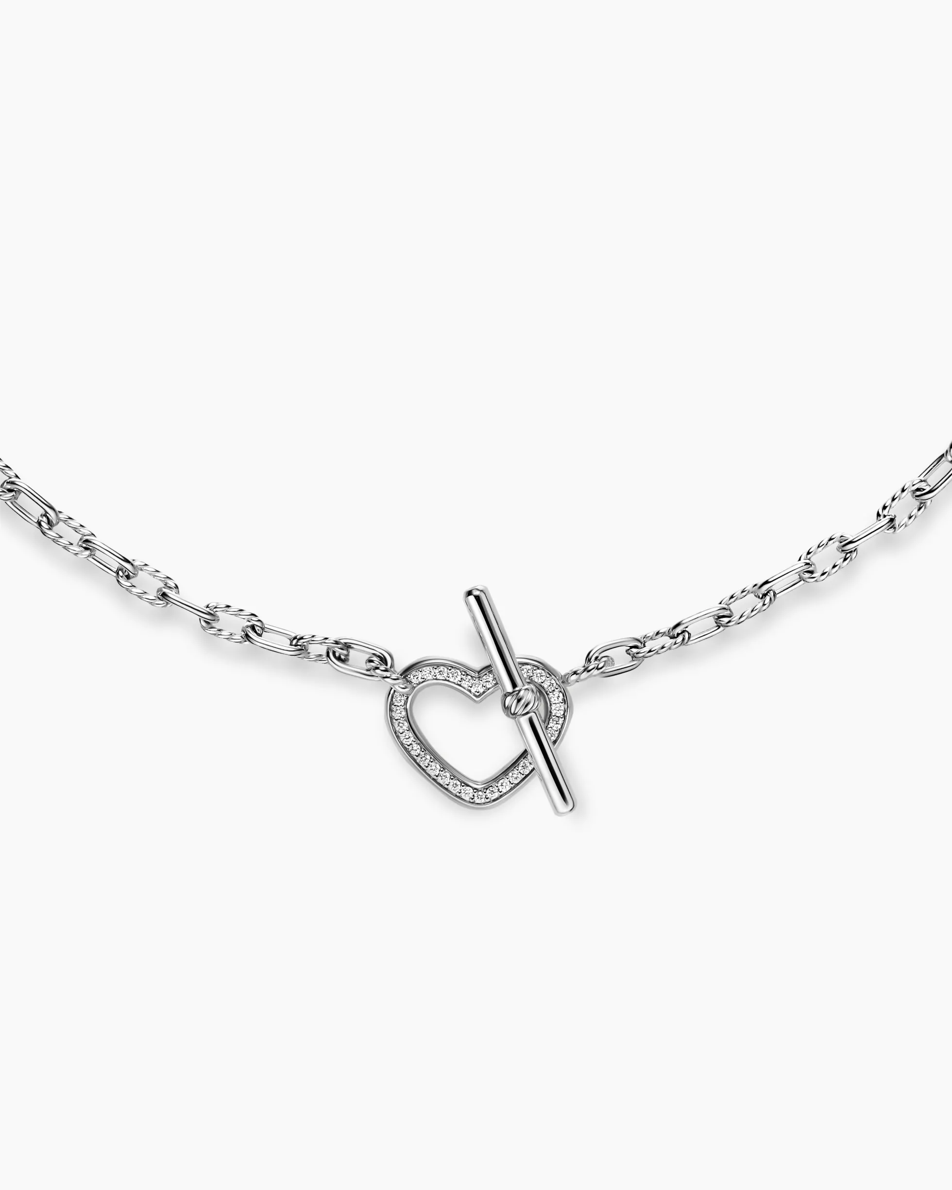 DY Madison® Heart Toggle Chain Necklace Sterling Silver with Diamonds, 3mm