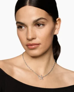 DY Madison® Heart Toggle Chain Necklace Sterling Silver with Diamonds, 3mm