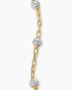 DY Madison® Pavé Bead Chain Bracelet 18K Yellow Gold with Diamonds, 3mm