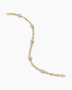 DY Madison® Pavé Bead Chain Bracelet 18K Yellow Gold with Diamonds, 3mm