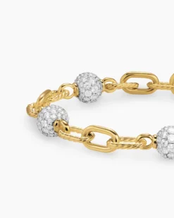 DY Madison® Pavé Bead Chain Bracelet 18K Yellow Gold with Diamonds, 6mm