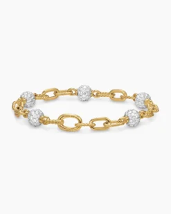 DY Madison® Pavé Bead Chain Bracelet 18K Yellow Gold with Diamonds, 6mm