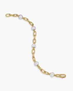 DY Madison® Pavé Bead Chain Bracelet 18K Yellow Gold with Diamonds, 6mm
