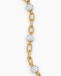 DY Madison® Pavé Bead Chain Bracelet 18K Yellow Gold with Diamonds, 6mm