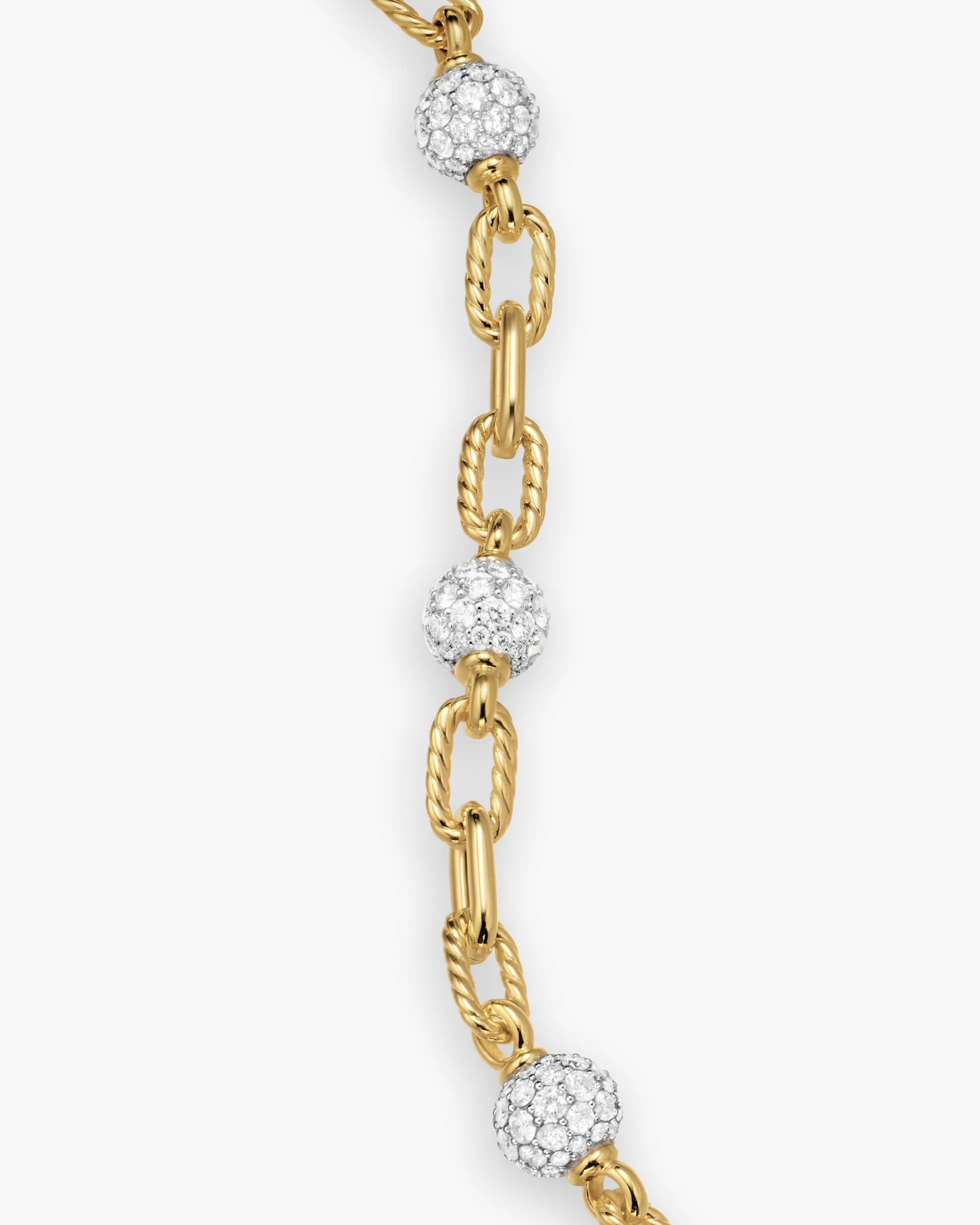DY Madison® Pavé Bead Chain Bracelet 18K Yellow Gold with Diamonds, 6mm