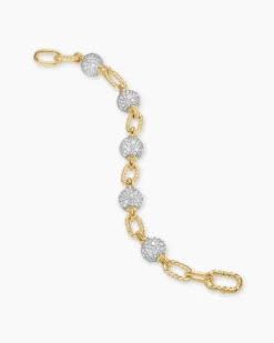 DY Madison® Pavé Bead Chain Bracelet 18K Yellow Gold with Diamonds, 8.5mm