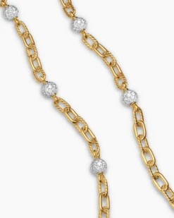 DY Madison® Pavé Bead Chain Necklace 18K Yellow Gold with Diamonds, 6mm