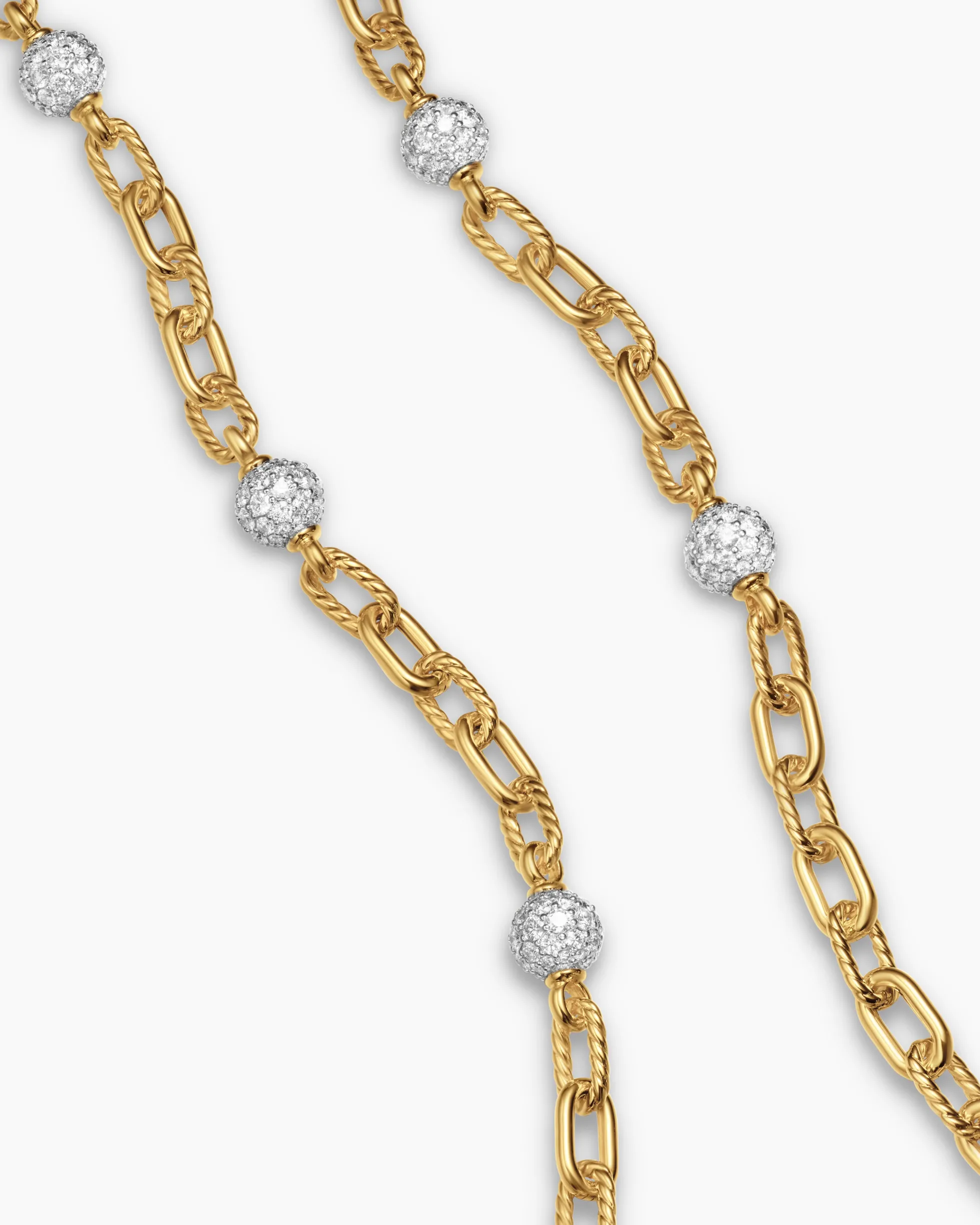 DY Madison® Pavé Bead Chain Necklace 18K Yellow Gold with Diamonds, 6mm