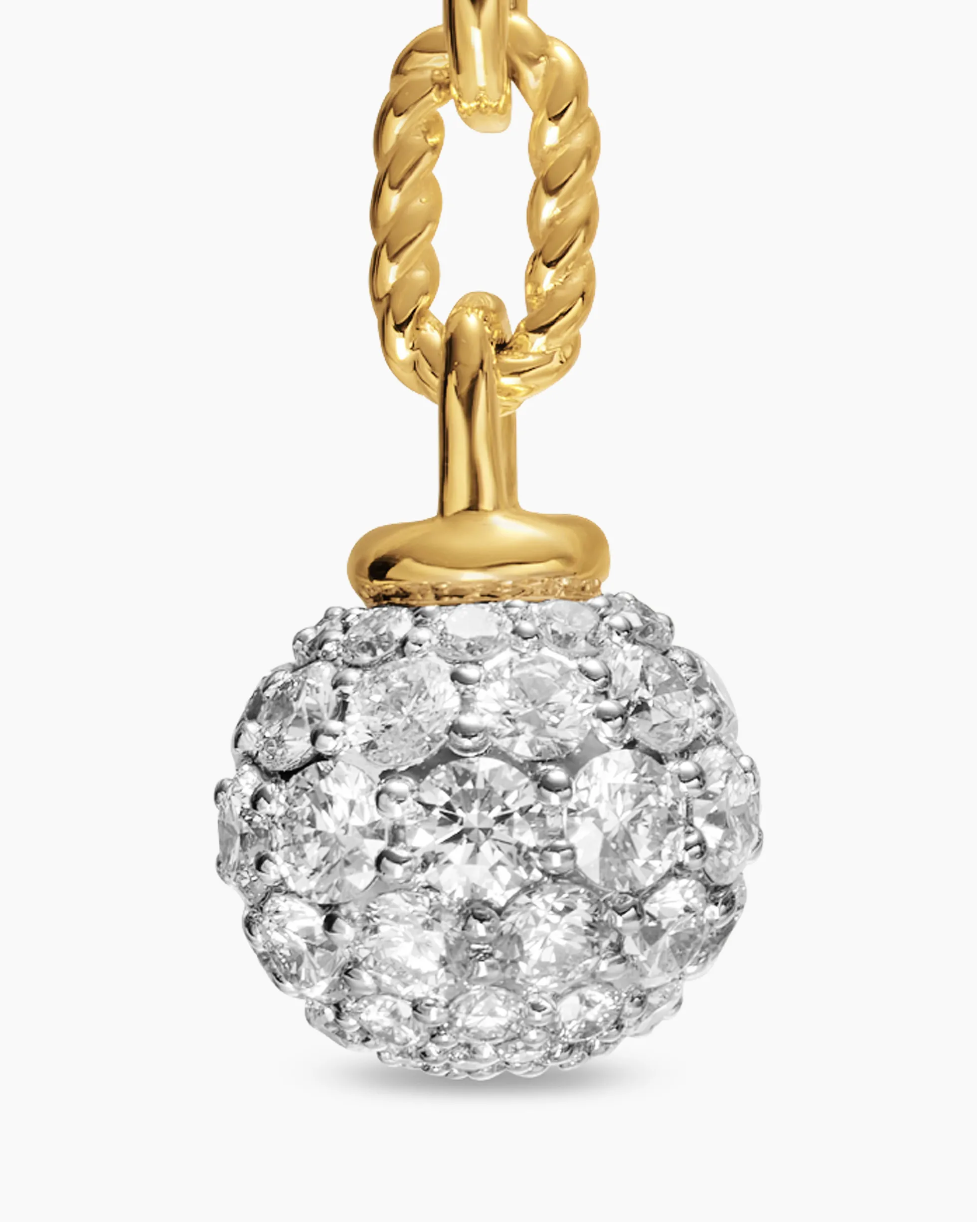 DY Madison® Pavé Bead Drop Earrings 18K Yellow Gold with Diamonds, 33mm