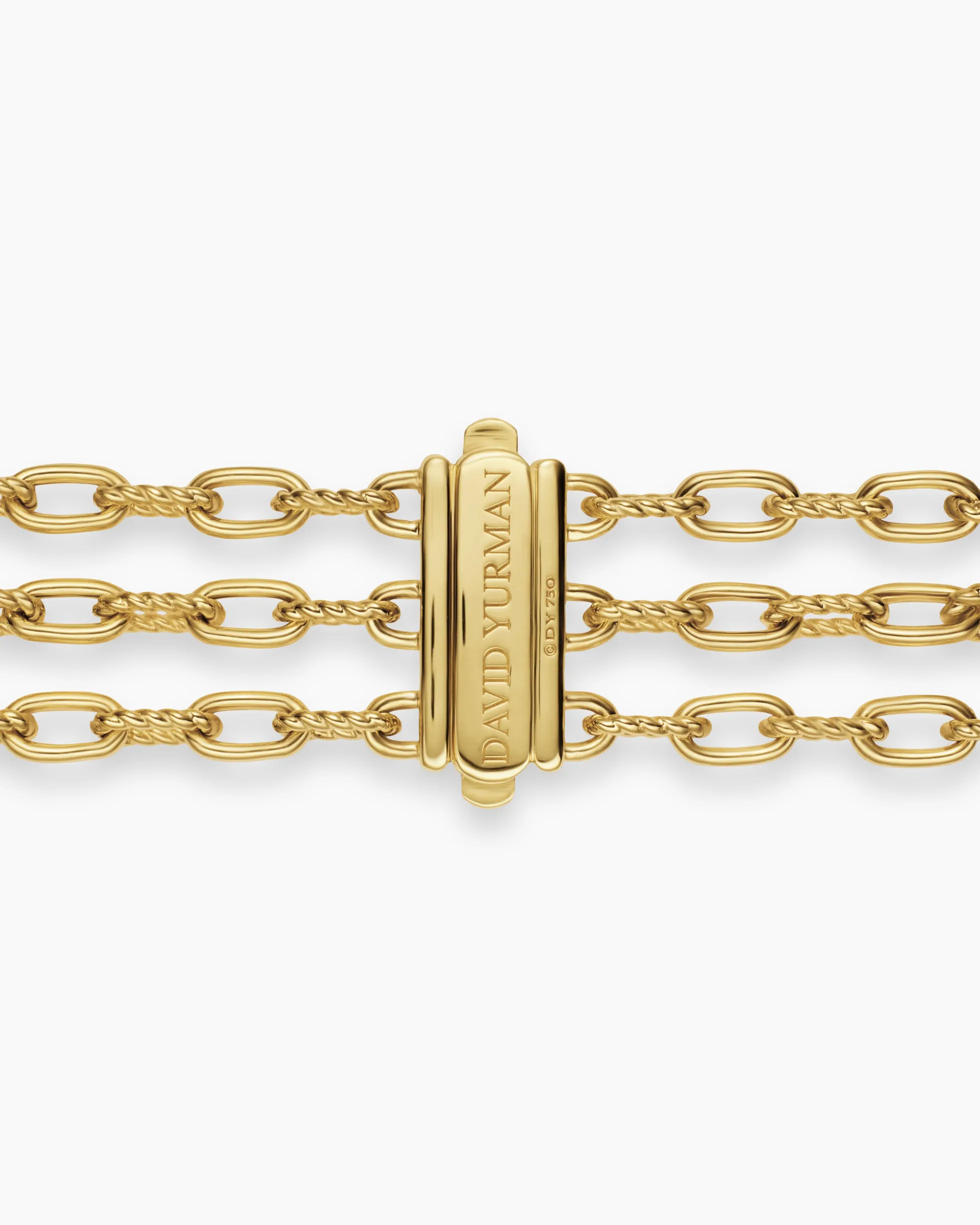 DY Madison® Pavé Bead Multi Row Chain Bracelet 18K Yellow Gold with Diamonds, 15mm