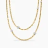 DY Madison® Pavé Bead Station Necklace 18K Yellow Gold with Diamonds, 3mm