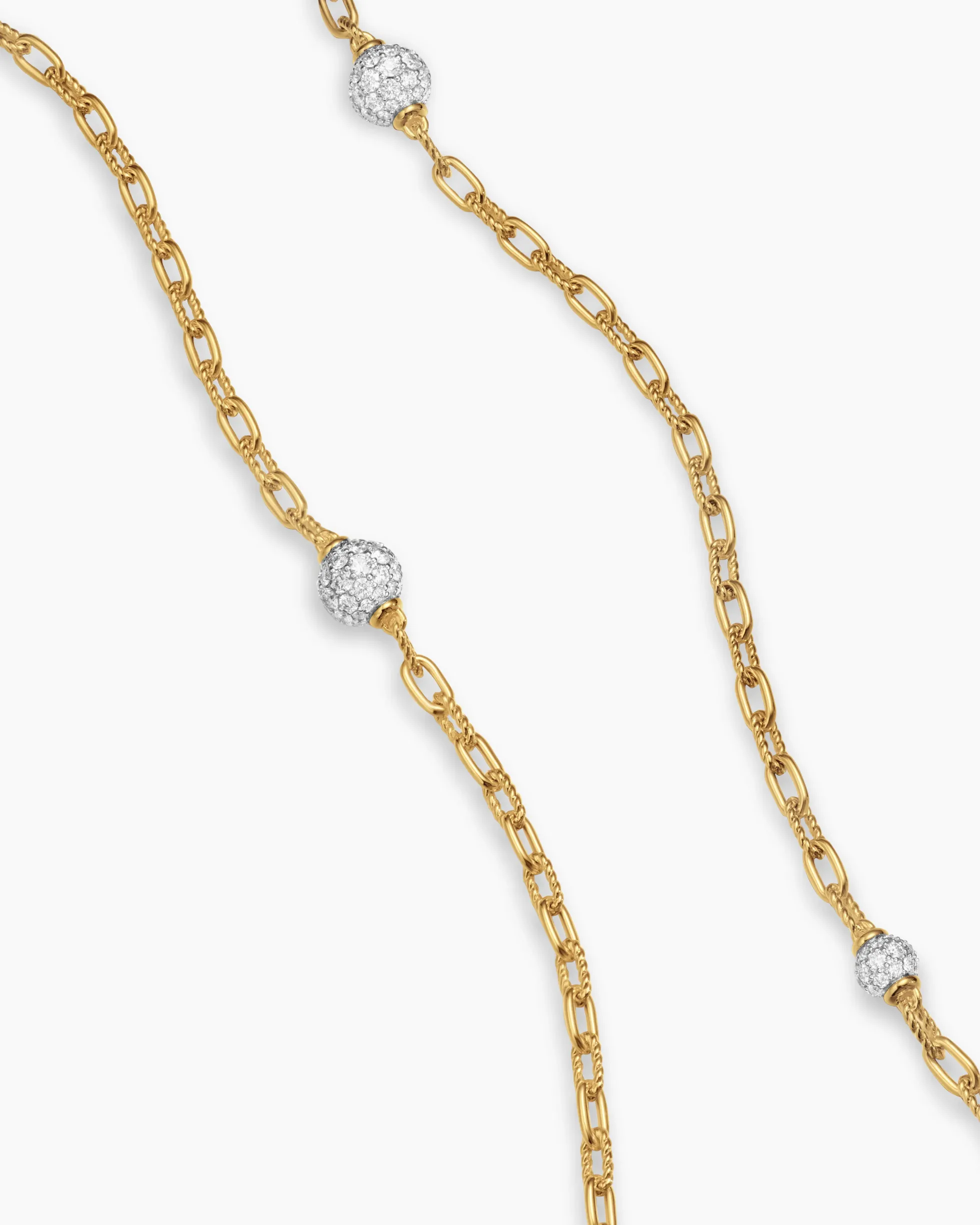 DY Madison® Pavé Bead Station Necklace 18K Yellow Gold with Diamonds, 3mm
