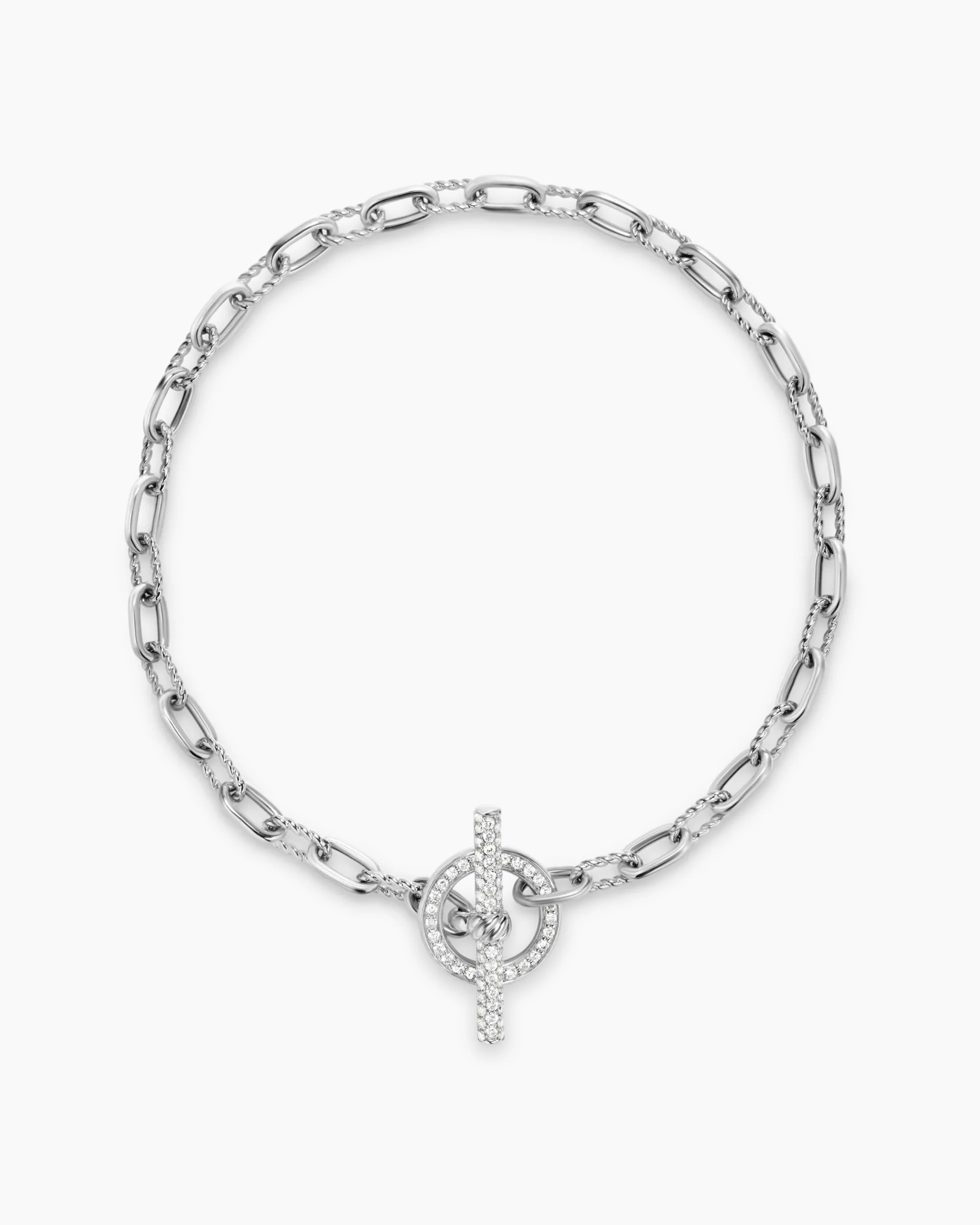 DY Madison® Pavé Toggle Chain Bracelet Sterling Silver with Diamonds, 3mm