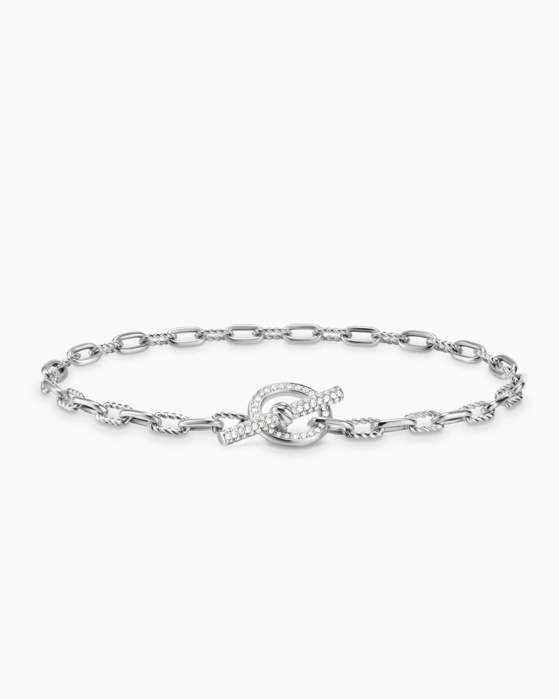 DY Madison® Pavé Toggle Chain Bracelet Sterling Silver with Diamonds, 3mm