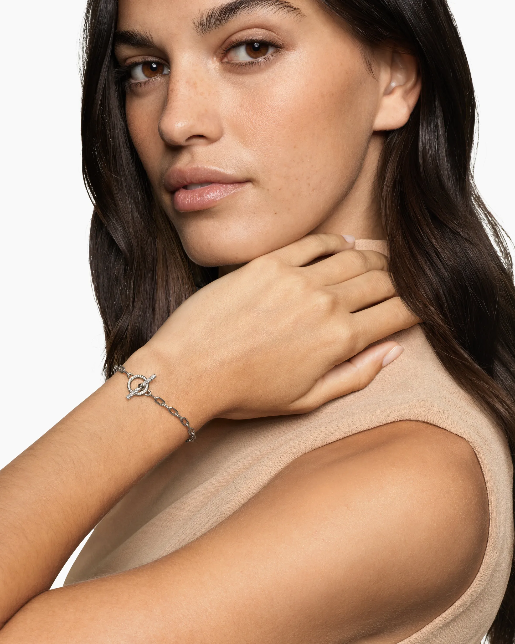 DY Madison® Pavé Toggle Chain Bracelet Sterling Silver with Diamonds, 3mm