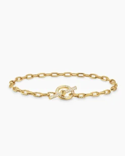 DY Madison® Pavé Toggle Chain Bracelet 18K Yellow Gold with Diamonds, 3mm