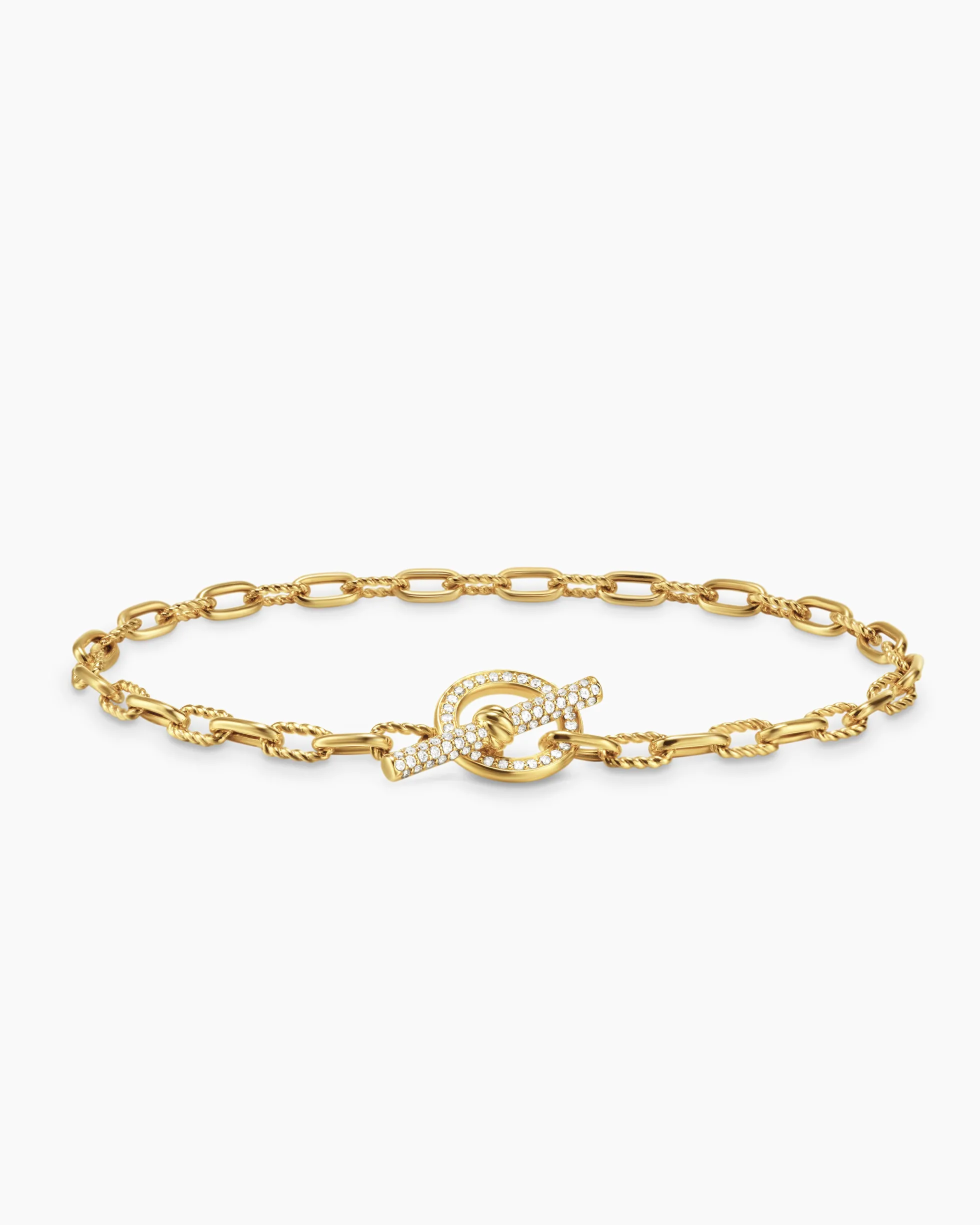 DY Madison® Pavé Toggle Chain Bracelet 18K Yellow Gold with Diamonds, 3mm
