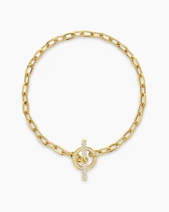 DY Madison® Pavé Toggle Chain Bracelet 18K Yellow Gold with Diamonds, 3mm