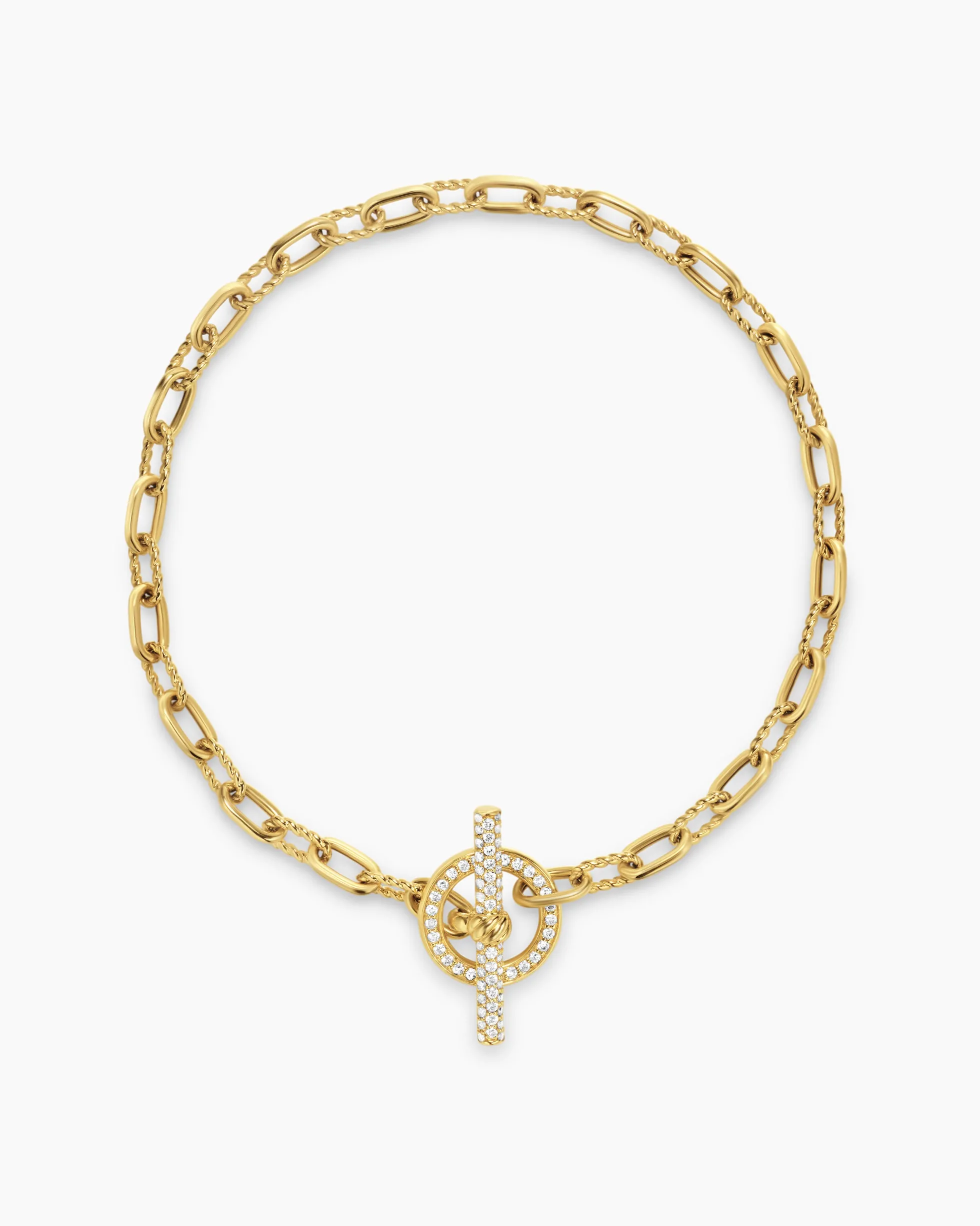 DY Madison® Pavé Toggle Chain Bracelet 18K Yellow Gold with Diamonds, 3mm